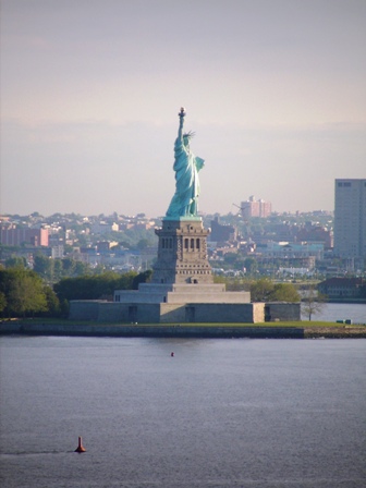 view from statue of liberty crown. on the Crown Princess